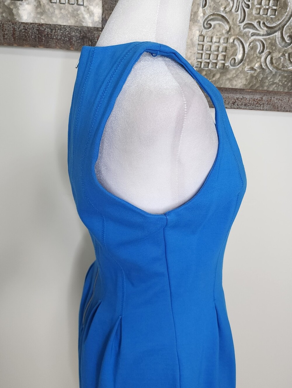 J. Crew Vibrant Blue Pleated Scoop Neck Fit and Flare Mini Dress Sz 6 Preppy - Picture 8 of 13
